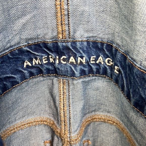 NWOT American Eagle Denim Overall Dress Skirt Small Blue Destroyed Hem Zipper - Picture 4 of 9